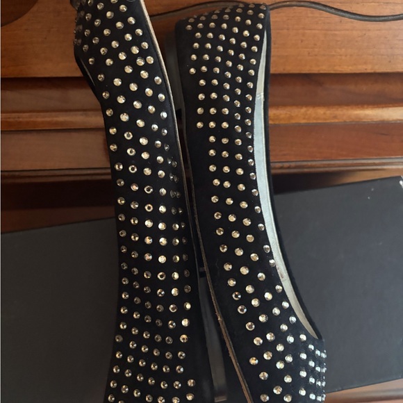 PELLE Glyn Black Suede Flats with Rhinestone Studs - Picture 6 of 9